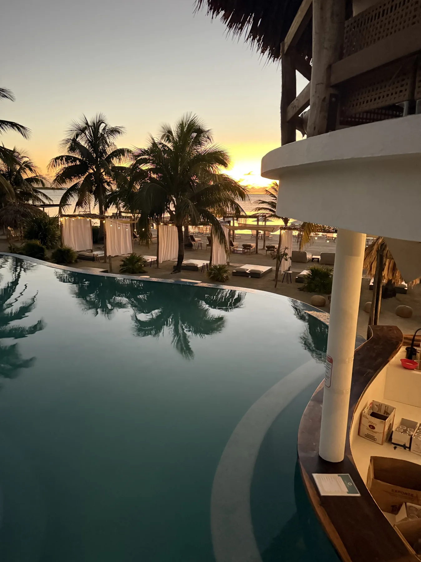 Pool at Bounty Bay at sunset